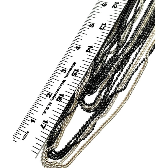 Multi-Layered Black & Silver Chain Necklace. A16 - Picture 7 of 7